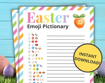 Pictionary de Emoji de Pascua / Juego de Pascua imprimible / Actividad de Pascua para niños y adultos / Juego de fiesta de Pascua / Juego familiar / Juego en el aula