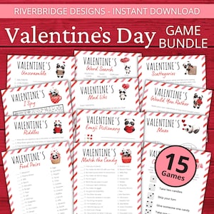 Valentine&#39;s Day Game Bundle | Printable Valentine&#39;s Day Games For Kids | Party Games and Activities | Classroom Games | Family Games