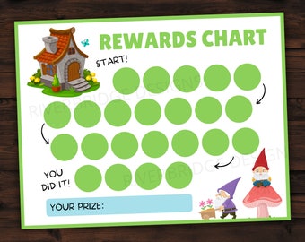 Rewards Chart Printable For Children and Toddlers | Potty Chart | Sticker Chart | Chore Chart | 8.5 x 11 | Gnomes