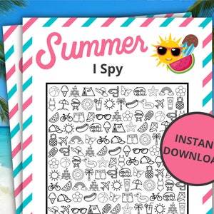 Summer I Spy | Printable Summer Game | Summer Activity for Kids and Adults | Summer Vacation | Family Activities for Summer Break
