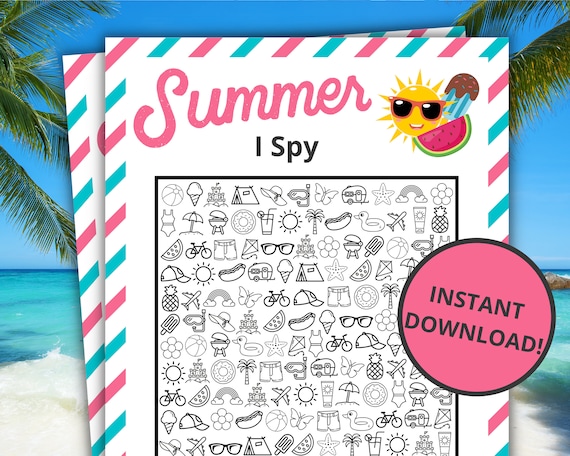 Summer I Spy Printable Summer Game Summer Activity for - Etsy