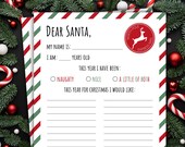 Letter To Santa Claus | Christmas Wish List | Christmas Printable For Kids | Red And Green Stripes
