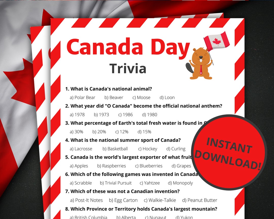 Canada Day Trivia Printable Canada Day Game Canada Day Activity for