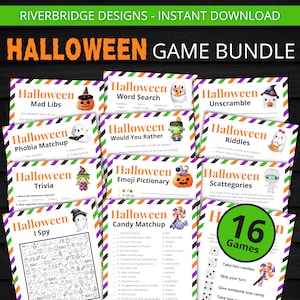 Halloween Game Bundle | Printable Halloween Games For Kids and Adults | Party Games and Activities | Family Games | Classroom Games - Purple