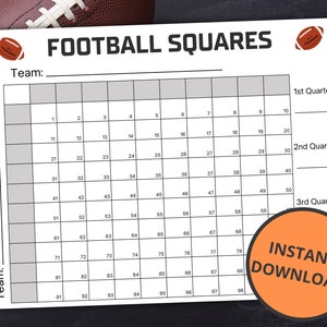 Football Squares | Printable Football Game | Football Activity | Football Sunday | Championship Playoff Game
