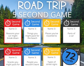 Road Trip 5 Second Game | Printable Road Trip Game | Travel Activity For Kids and Adults