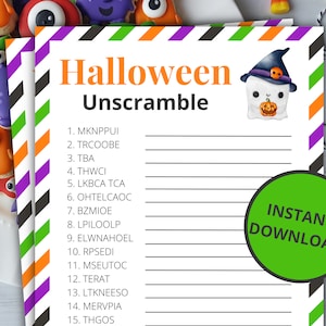 Halloween Unscramble Game | Printable Halloween Game | Halloween Activity For Kids and Adults | Halloween Party Game | Classroom Game