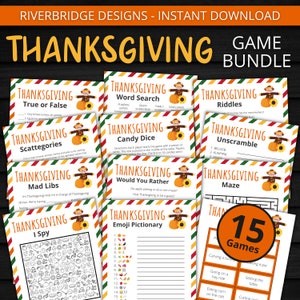 Thanksgiving Game Bundle | Printable Thanksgiving Games For Kids and Adults | Party Games and Activities | Family Games | Classroom Games