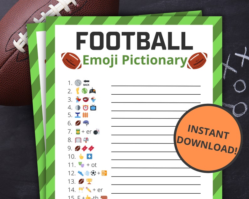 Football Emoji Pictionary Printable Football Game Football Etsy
