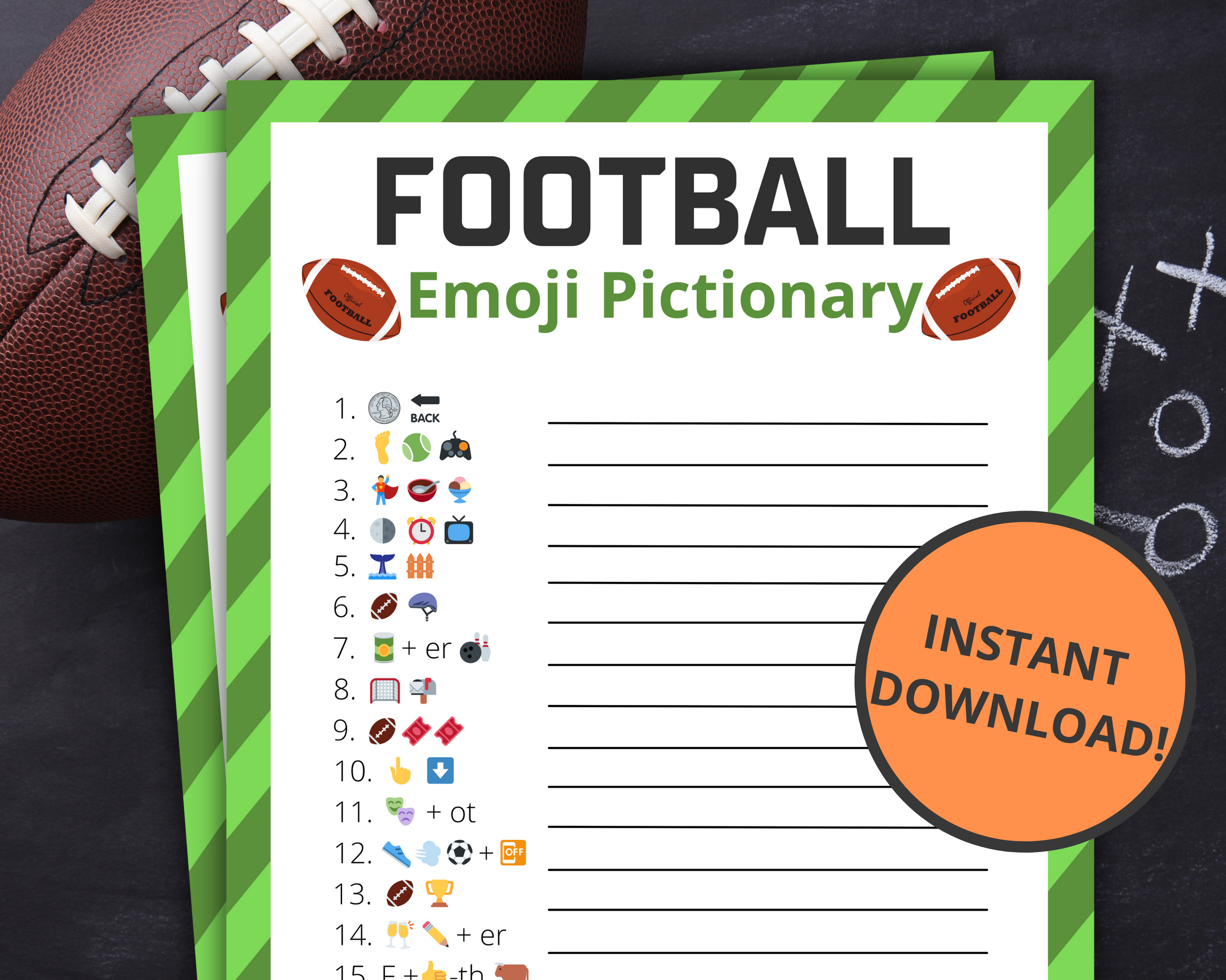 Football Emoji Pictionary Printable Football Game Football Etsy.de