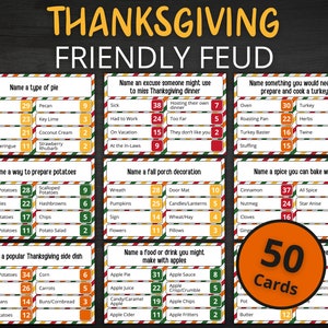 Thanksgiving Friendly Feud Printable Thanksgiving Game Fall Activity For Kids and Adults Thanksgiving Trivia Classroom Game image 1