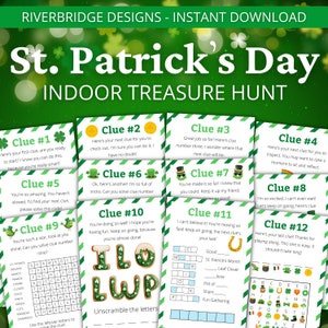 Indoor St. Patrick's Day Treasure Hunt For Older Kids St. Patrick's Day Scavenger Hunt Activity for Kids and Teens Games and Puzzles image 1
