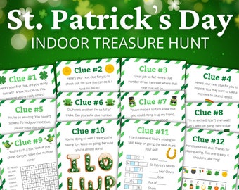 Chasse au trésor intérieure de la Saint-Patrick pour les enfants plus âgés | Chasse au trésor de la Saint-Patrick | Activité pour enfants et adolescents | Jeux et casse-tête