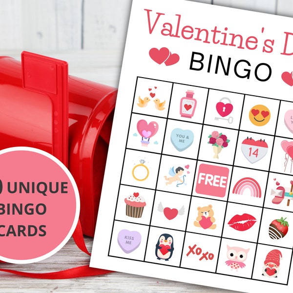 Valentine Bingo Cards - Etsy