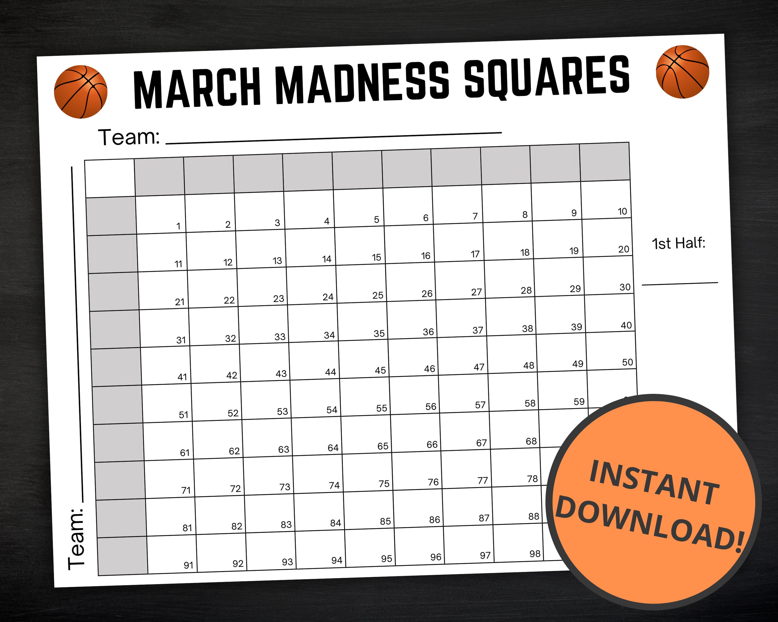 March Madness Squares Template