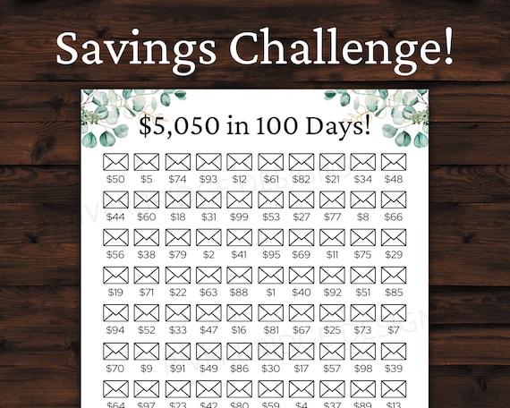 5050 Dollars in 100 Days! | Printable Savings Tracker | Envelope