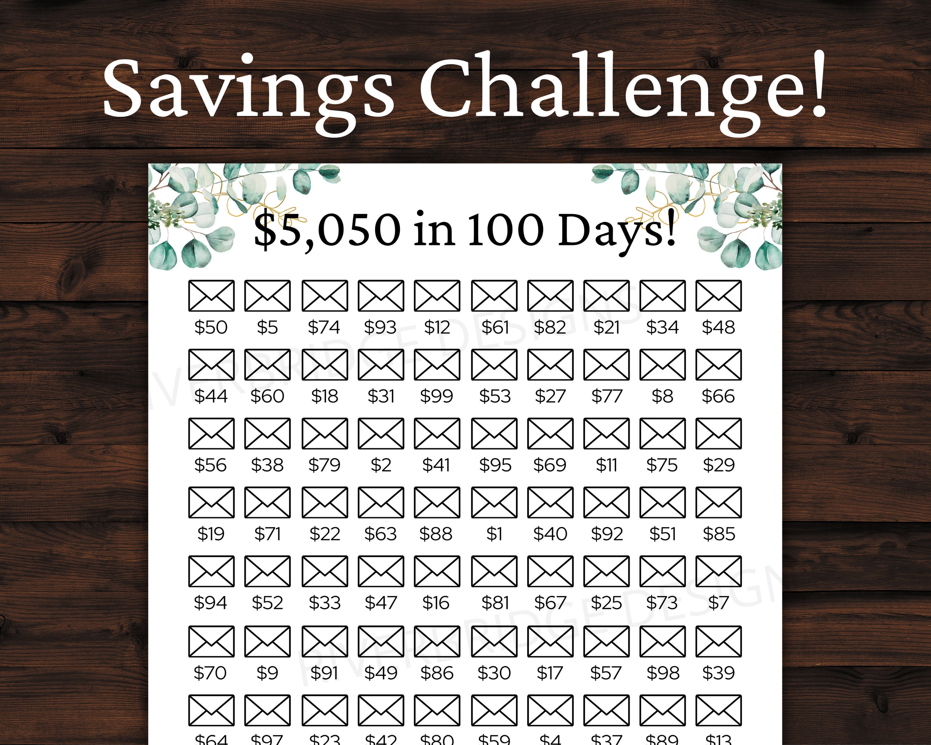 5050 Dollars in 100 Days! | Printable Savings Tracker