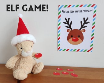 Elf Pin The Nose On The Reindeer | Christmas Elf Activity | Holiday Elf Ideas, Props and Accessories | Printable Elf Game