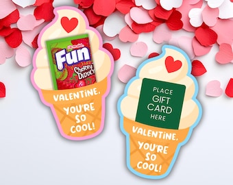 Ice Cream Valentine's Gift Card Holder | Cute Printable Valentine's Day Candy Holder | Valentine Party | Classroom Valentine Card Exchange