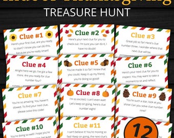 Indoor Thanksgiving Treasure Hunt For Older Kids | Thanksgiving Scavenger Hunt | Fall Activity for Kids and Teens | Games and Puzzles