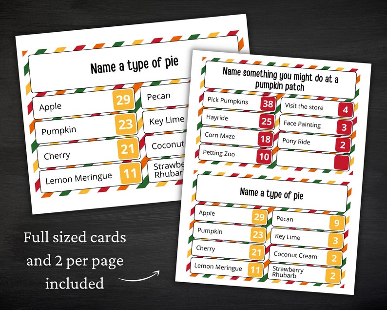 Thanksgiving Friendly Feud Printable Thanksgiving Game Fall Activity For Kids and Adults Thanksgiving Trivia Classroom Game image 2
