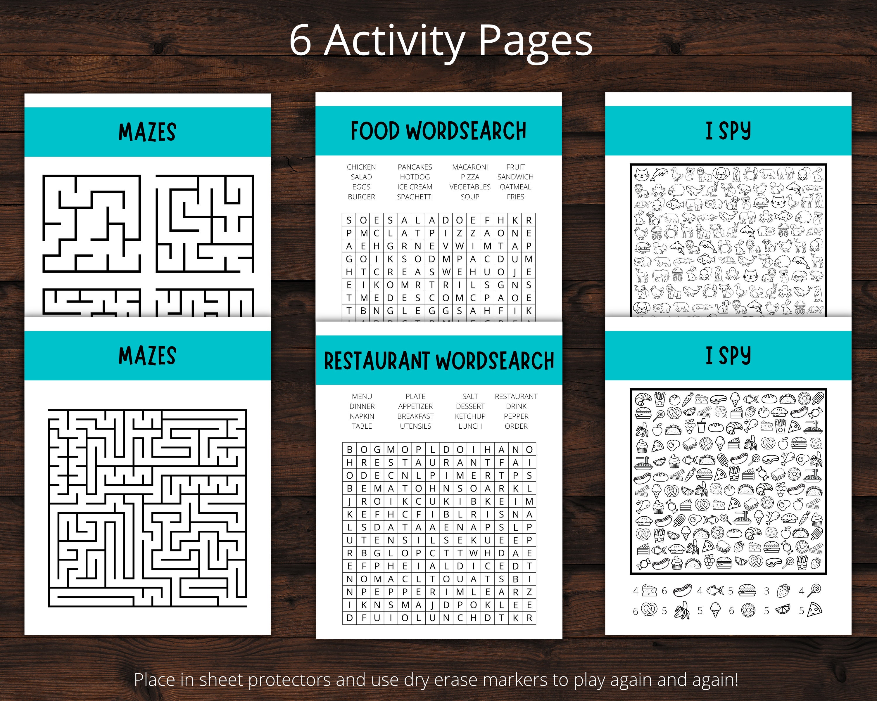 Restaurant Activity Bundle | Printable Activities for Families and Kids ...