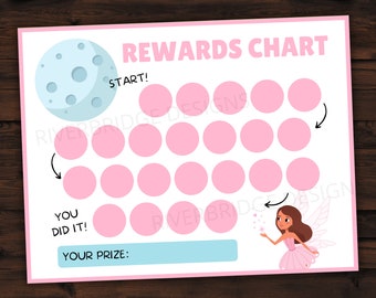 Rewards Chart Printable For Children and Toddlers | Potty Chart | Sticker Chart | Chore Chart | 8.5 x 11 | Fairy