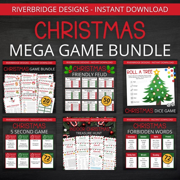 Christmas Mega Game Bundle | Printable Christmas Games For Kids and Adults | Party Games and Activities | Family and Classroom Games