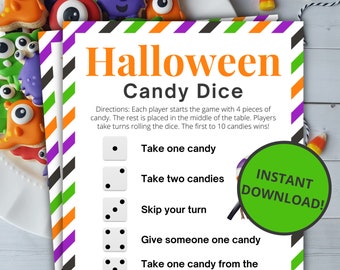 Halloween Candy Dice Game | Printable Halloween Game | Halloween Activity For Kids and Adults | Halloween Party Game | Classroom Game