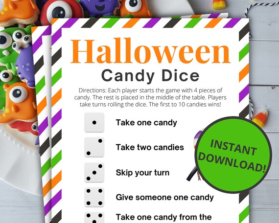 Halloween Candy Dice Game | Printable Halloween Game | Halloween Activity For Kids and Adults | Halloween Party Game | Classroom Game