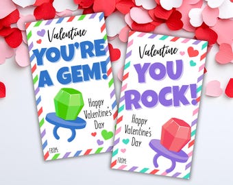 Ring Pop Valentine's Day Cards | Printable Valentine's Day Gift Tag | Valentine Party | Classroom Valentine Card Exchange