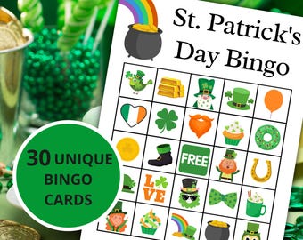St. Patrick's Day Bingo | St. Patrick's Day Activity For Kids | St. Patty's Day Games | St. Patrick's Party Game | Instant Download