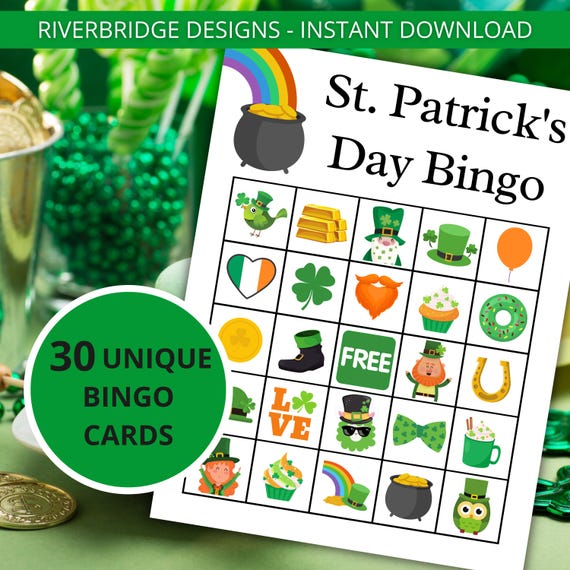 St. Patrick's Day Bingo | St. Patrick's Day Activity For Kids | St. Patty's Day Games | St. Patrick's Party Game | Instant Download