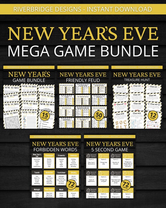 New Year's Eve Mega Game Bundle | Printable New Years Games For Kids and Adults | Party Games and Activities | Family and Classroom Games