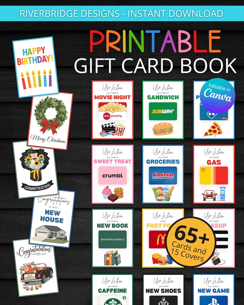 Printable Gift Card Book for Birthday, Graduation, New Home and More ...