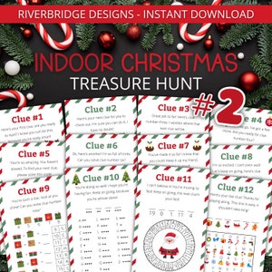 以下が含まれることがあります： 12個のヒントを使ったクリスマスの宝探しゲーム。各ヒントは、お祝いの赤と緑のデザインが施された別々のカードに書かれています。ヒントには、パズル、なぞなぞ、コードを解くことが含まれます。このゲームは、家族や友達でクリスマスシーズンを楽しむのに最適です。