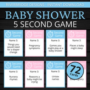 Baby Shower Juego de 5 segundos / Juego de baby shower imprimible / Actividad de revelación de género para niños y adultos / Rosa y azul