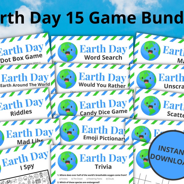 Earth Day Game Bundle | Printable Earth Day Games For Kids and Adults | Party Games and Activities | Family Games | Classroom Games