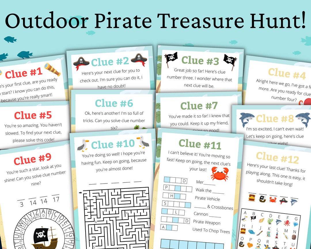 Outdoor Pirate Treasure Hunt for Older Kids Pirate Scavenger - Etsy