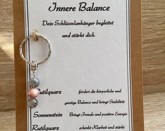 Schlüsselanhänger Kristall Innere Balance Edelstein Schlüsselring, Kristall Support Steine Geschenk,  spirituelles Geschenk, Makramee,