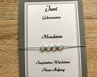 Juni Geburtsstein Mondstein, Makramee Armband, Perlenarmband | Edelstein| Kristall Armband | Inspiration, Wachstum, Neuer Anfang,