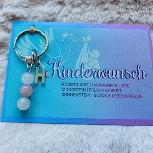 Personalisierter Schlüsselanhänger mit Karte – Kinderwunsch | Heilsteine & liebevolle Botschaft | Geschenk Hoffnung und Fruchtbarkeit