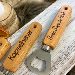 Bottle opener personalized wooden 17 key, beer opener, cap lifter, Christmas, party, birthday, JGA, with desired engraving einseitige Gravur