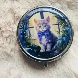 Pillendose Motiv Katze +Grußkartenanhänger, Geburtstagsgeschenk, Mitbringsel, Mama, Oma, Mitbringsel Gifts, Weihnachtsgeschenke,