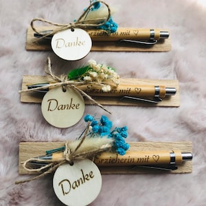 Kugelschreiber personalisiert, Erzieherin/ Erzieher  mit Herz, Geburtstag, Geschenk, Jubiläum, Déco, Holz, Bambus, Gravur, Trockenblumen,
