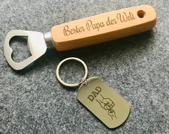 Bottle opener personalized metal pendant, key ring, wooden 17 key, beer opener, bottle opener, birthday, custom engraving, JGA