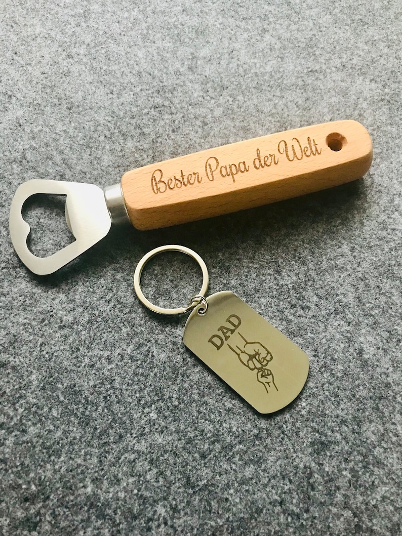 Bottle opener personalized wooden 17 key, beer opener, cap lifter, Christmas, party, birthday, JGA, with desired engraving Öffner + Anhänger