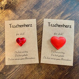 Taschenherz mit Karte – Kleine Aufmerksamkeit zum Verschenken – Glücksbringer Herz,  Pocket Hugh, Erzieherin, Freundin, Mutter, Lehrerin