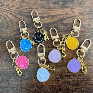 Smiley Schlüsselanhänger lachendes Gesicht Buchstaben, personalisiert, Schlüsselanhänger, Geburtstagsgeschenk, Schule, Mitbringsel, Hochzeit