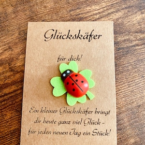 Glückskäfer - Wunschkarte personalisiert mit Marienkäfer & Kleeblatt – Glücksbringer Karte – handgemacht, Glückskäfer, Pocket Hug